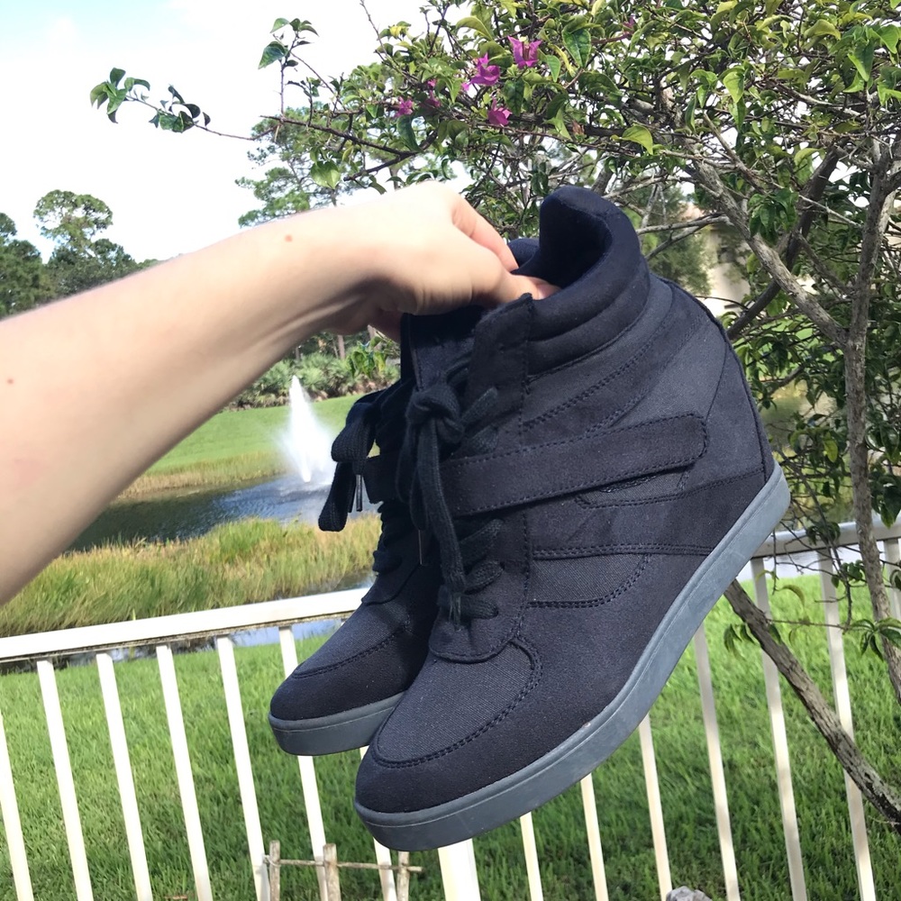 Black Wedged Booties